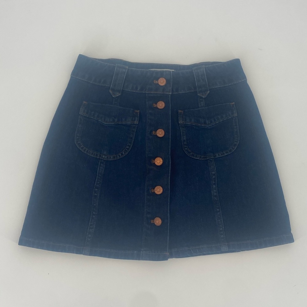 Madewell Snap Button Front Denim Jean Mini Skirt Size 2